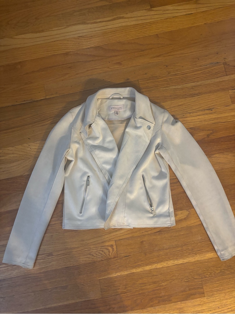 Philosophy Cream Suede Moto Jacket XS